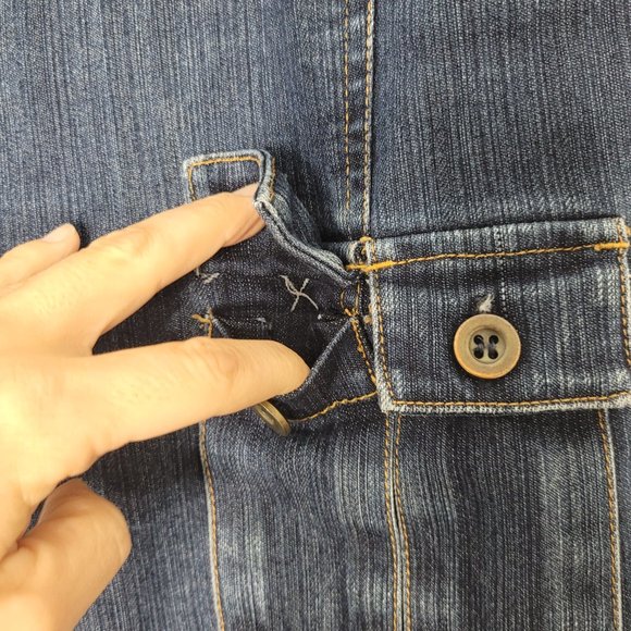 Semplice Blue High Rise Cropped Wide Leg Jeans Ankle Length Cut Pockets Size 8 - Picture 6 of 14